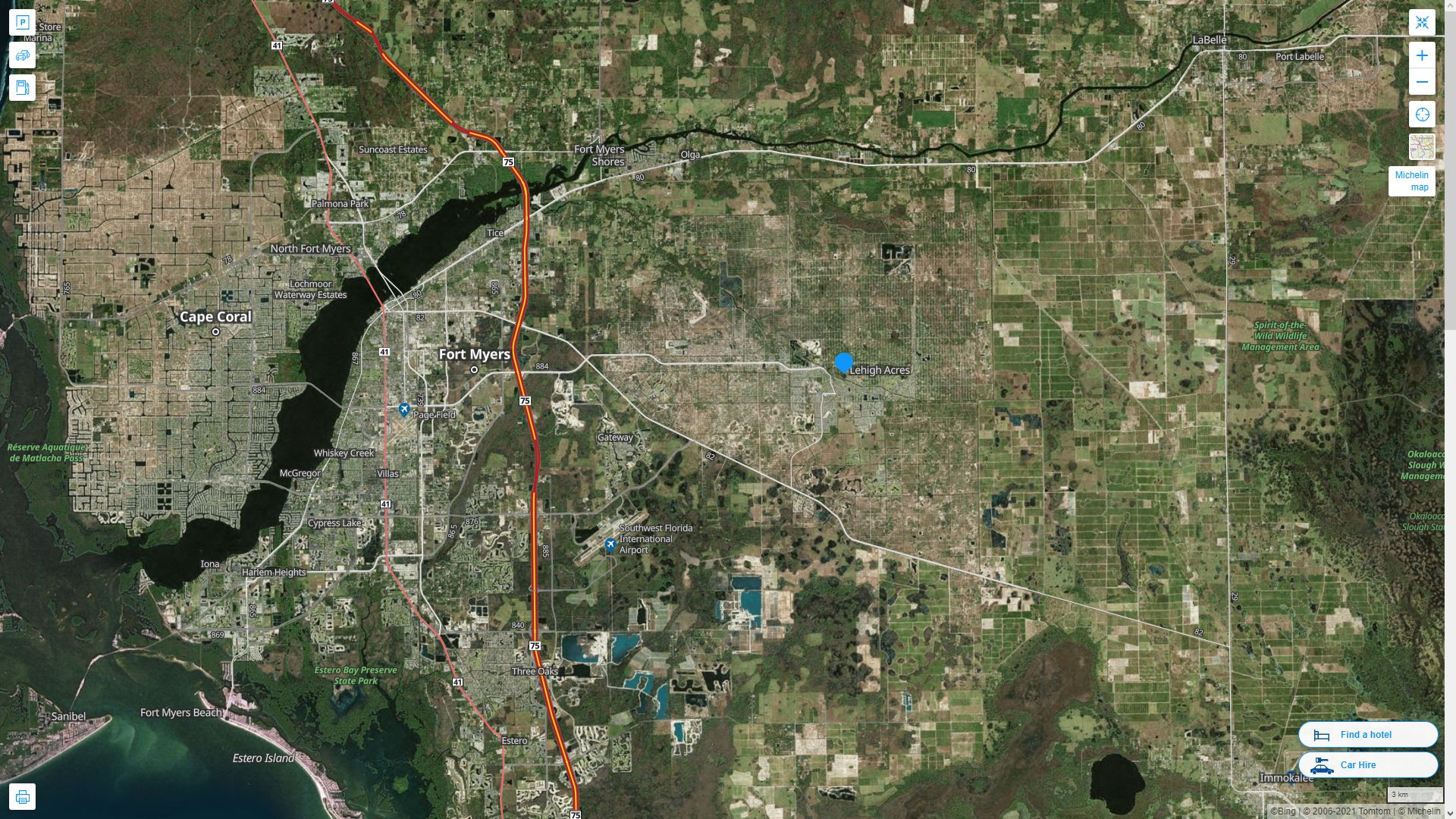 Lehigh Acres Florida Highway and Road Map with Satellite View